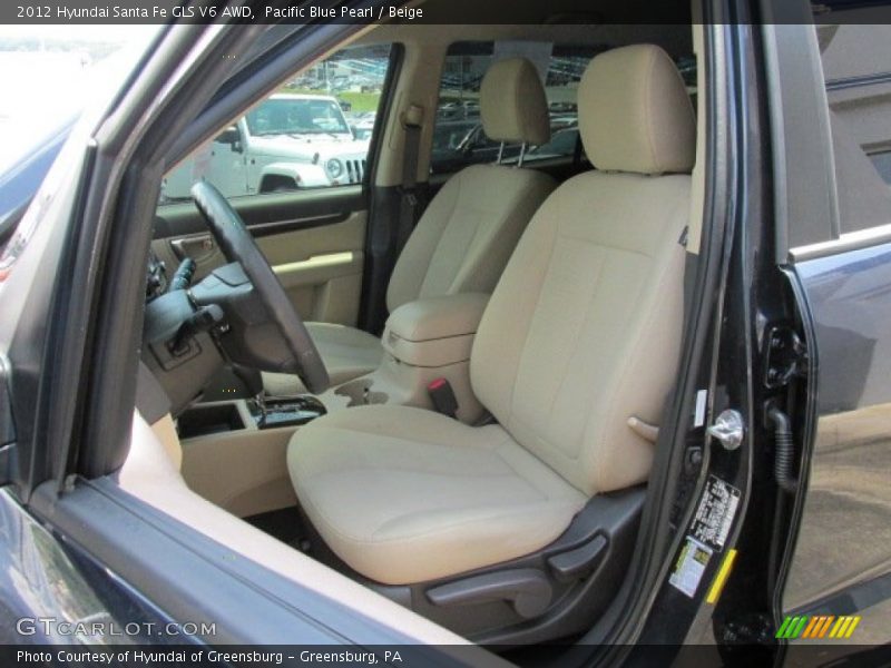 Pacific Blue Pearl / Beige 2012 Hyundai Santa Fe GLS V6 AWD