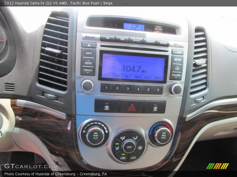 Pacific Blue Pearl / Beige 2012 Hyundai Santa Fe GLS V6 AWD