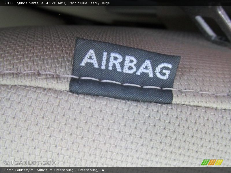 Pacific Blue Pearl / Beige 2012 Hyundai Santa Fe GLS V6 AWD