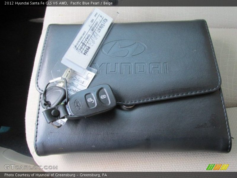 Pacific Blue Pearl / Beige 2012 Hyundai Santa Fe GLS V6 AWD