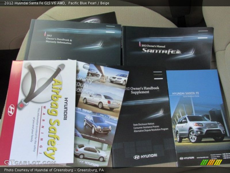 Pacific Blue Pearl / Beige 2012 Hyundai Santa Fe GLS V6 AWD