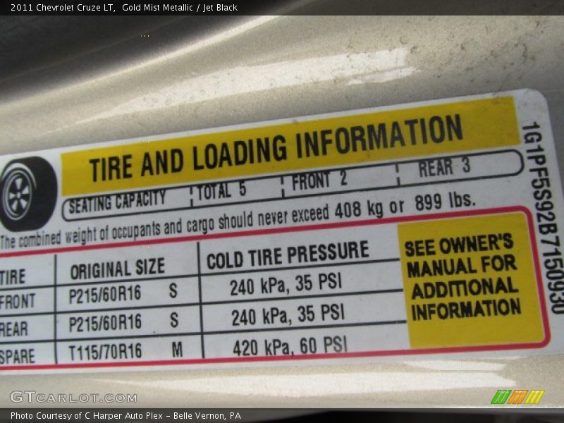 Gold Mist Metallic / Jet Black 2011 Chevrolet Cruze LT