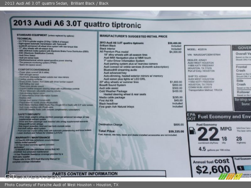 Brilliant Black / Black 2013 Audi A6 3.0T quattro Sedan