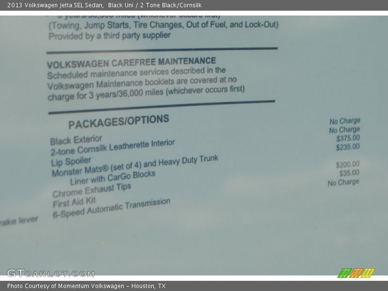 Black Uni / 2 Tone Black/Cornsilk 2013 Volkswagen Jetta SEL Sedan