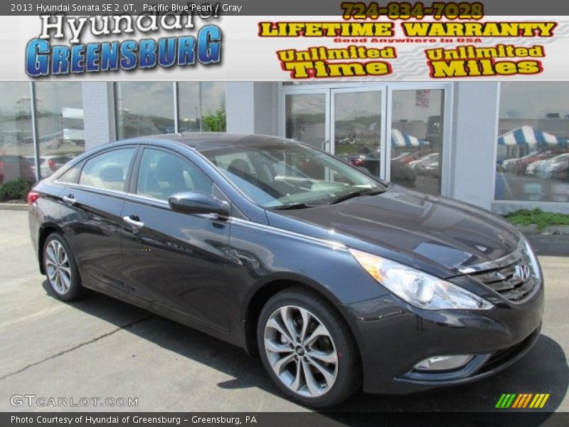 Pacific Blue Pearl / Gray 2013 Hyundai Sonata SE 2.0T