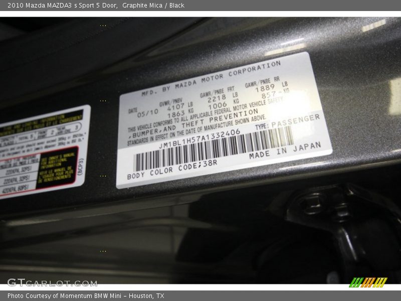 Graphite Mica / Black 2010 Mazda MAZDA3 s Sport 5 Door