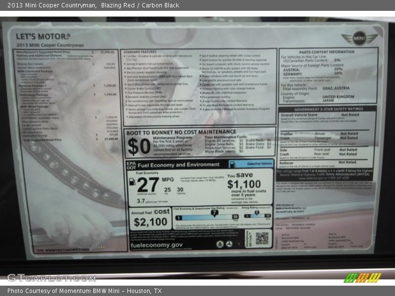 Blazing Red / Carbon Black 2013 Mini Cooper Countryman