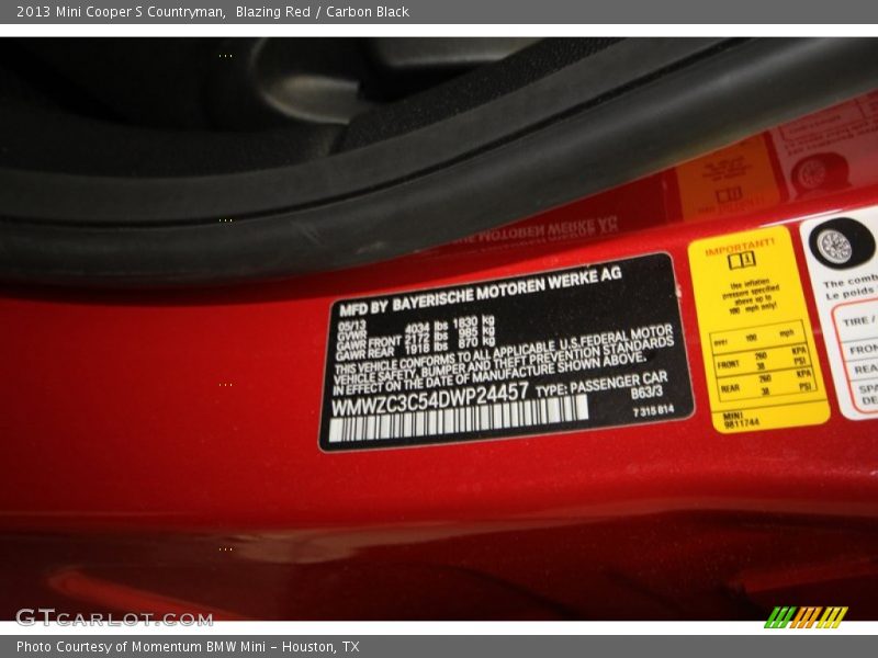 Blazing Red / Carbon Black 2013 Mini Cooper S Countryman