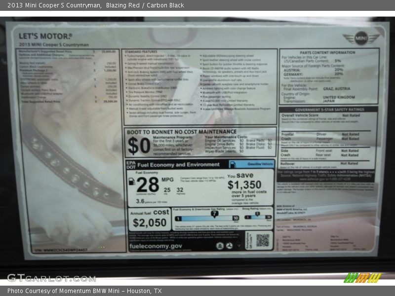 Blazing Red / Carbon Black 2013 Mini Cooper S Countryman