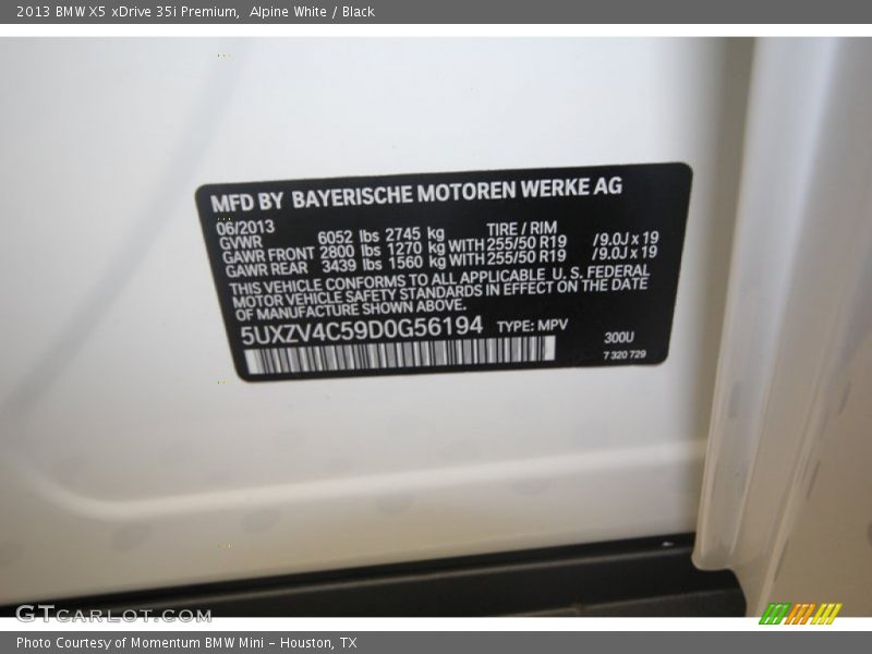 Alpine White / Black 2013 BMW X5 xDrive 35i Premium