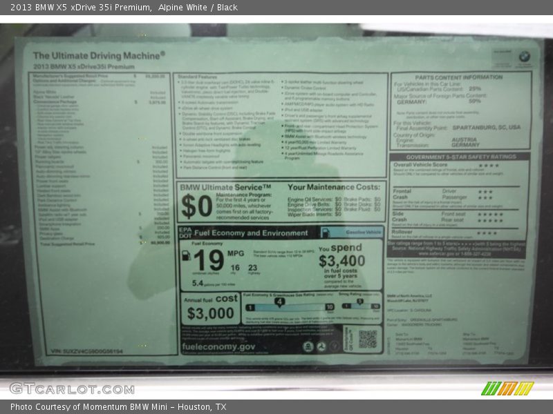 Alpine White / Black 2013 BMW X5 xDrive 35i Premium
