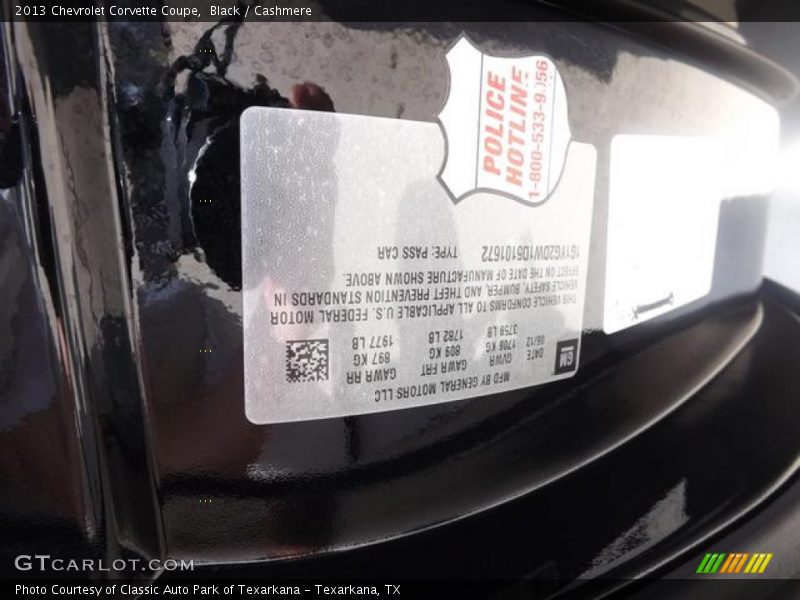 Black / Cashmere 2013 Chevrolet Corvette Coupe