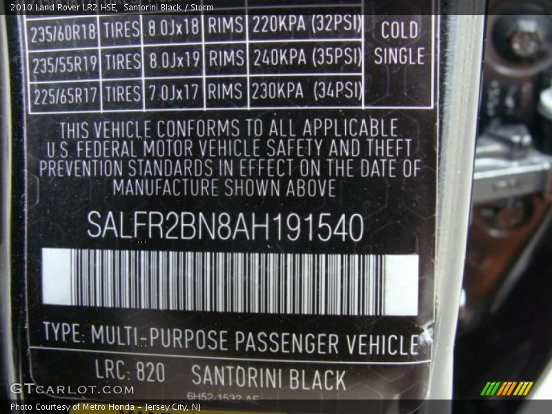 Santorini Black / Storm 2010 Land Rover LR2 HSE