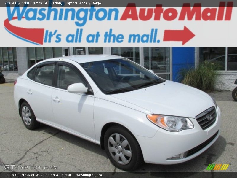 Captiva White / Beige 2009 Hyundai Elantra GLS Sedan