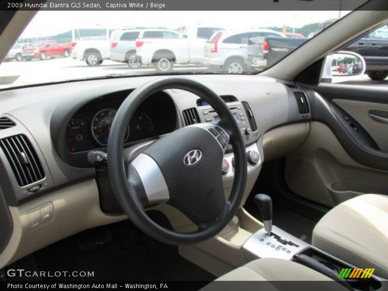 Captiva White / Beige 2009 Hyundai Elantra GLS Sedan