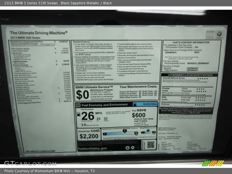 Black Sapphire Metallic / Black 2013 BMW 3 Series 328i Sedan