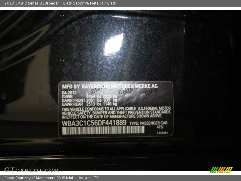Black Sapphire Metallic / Black 2013 BMW 3 Series 328i Sedan