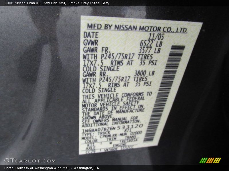 Smoke Gray / Steel Gray 2006 Nissan Titan XE Crew Cab 4x4