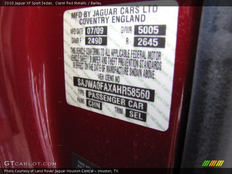 Claret Red Metallic / Barley 2010 Jaguar XF Sport Sedan