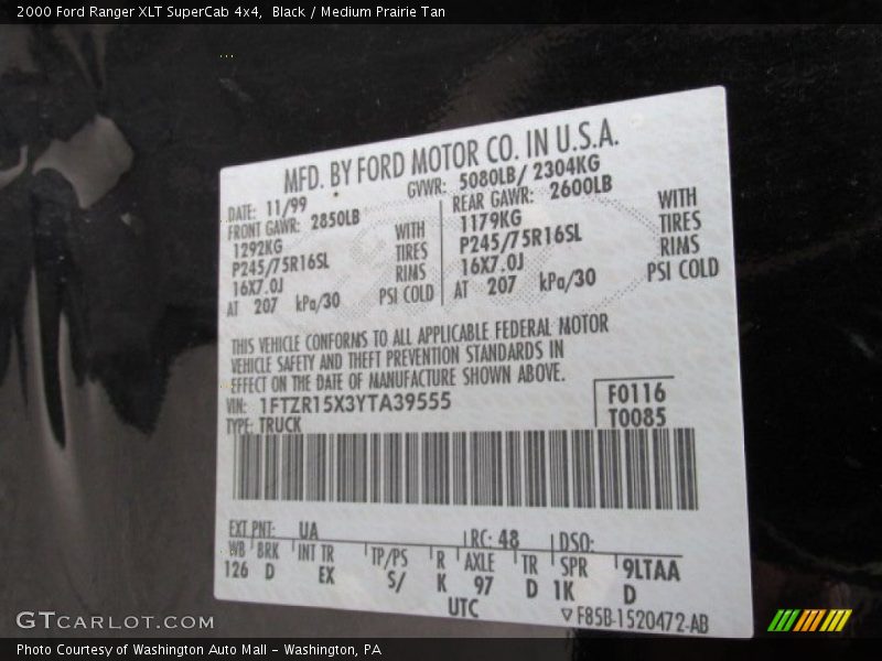 Black / Medium Prairie Tan 2000 Ford Ranger XLT SuperCab 4x4