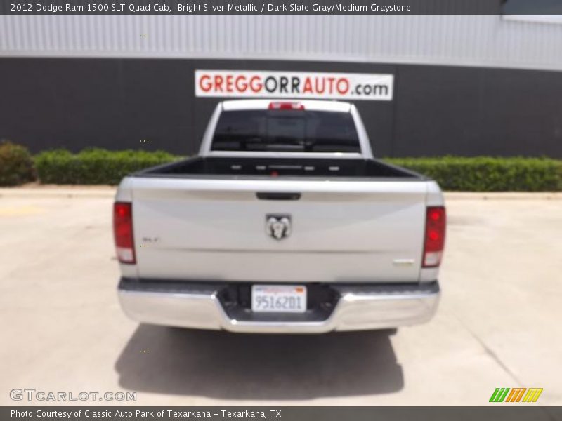 Bright Silver Metallic / Dark Slate Gray/Medium Graystone 2012 Dodge Ram 1500 SLT Quad Cab