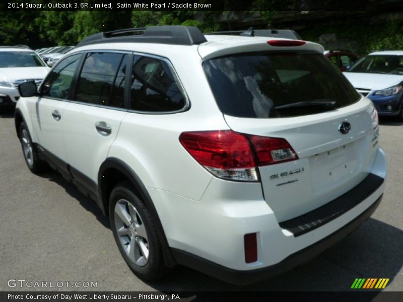 Satin White Pearl / Saddle Brown 2014 Subaru Outback 3.6R Limited