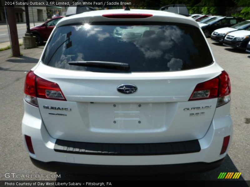 Satin White Pearl / Saddle Brown 2014 Subaru Outback 3.6R Limited