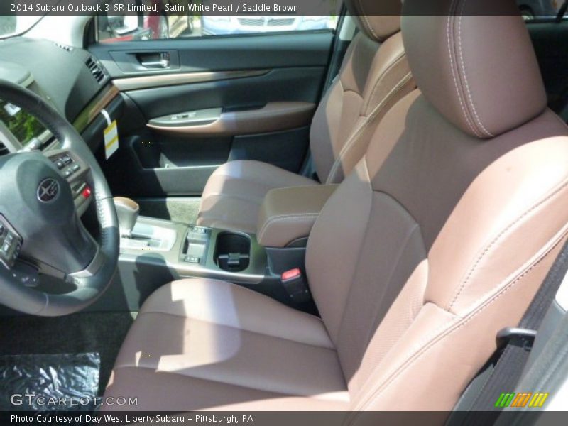 Satin White Pearl / Saddle Brown 2014 Subaru Outback 3.6R Limited