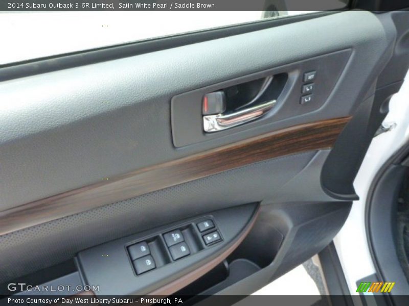 Satin White Pearl / Saddle Brown 2014 Subaru Outback 3.6R Limited