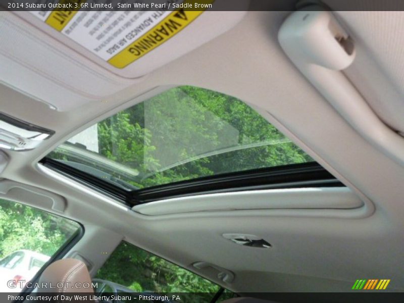 Satin White Pearl / Saddle Brown 2014 Subaru Outback 3.6R Limited