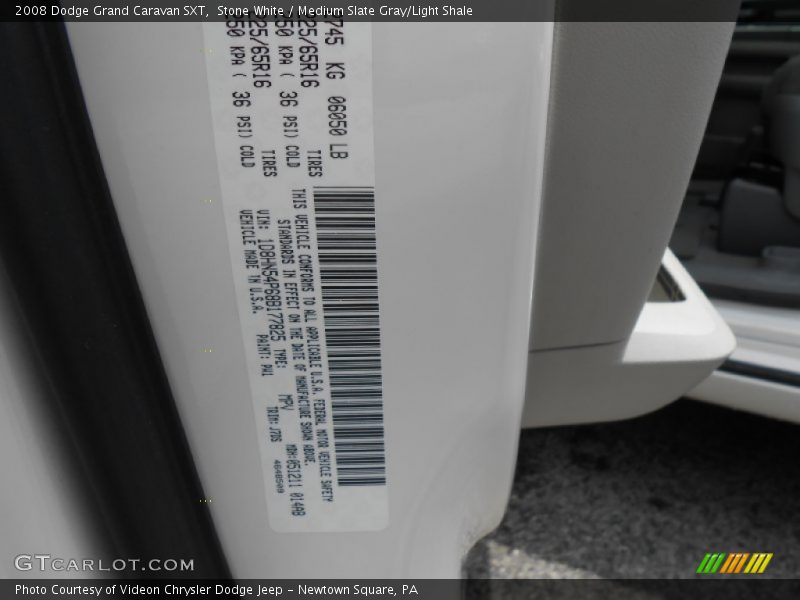 Stone White / Medium Slate Gray/Light Shale 2008 Dodge Grand Caravan SXT