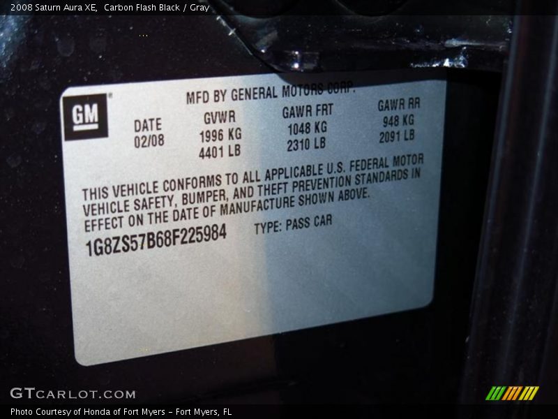 Carbon Flash Black / Gray 2008 Saturn Aura XE