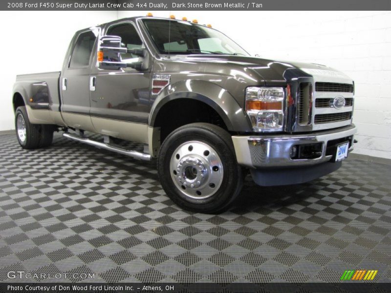 Dark Stone Brown Metallic / Tan 2008 Ford F450 Super Duty Lariat Crew Cab 4x4 Dually