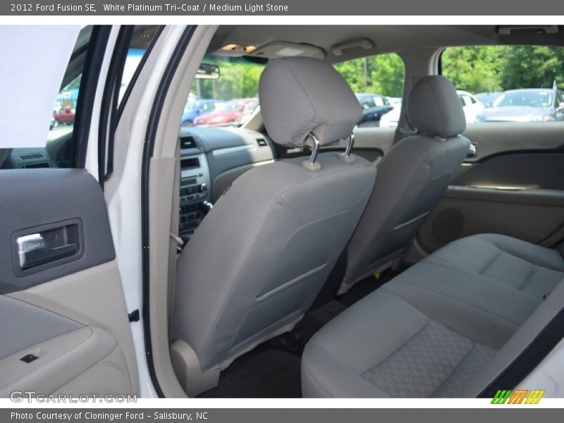 White Platinum Tri-Coat / Medium Light Stone 2012 Ford Fusion SE