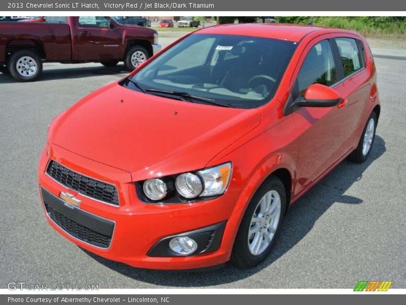 Victory Red / Jet Black/Dark Titanium 2013 Chevrolet Sonic LT Hatch