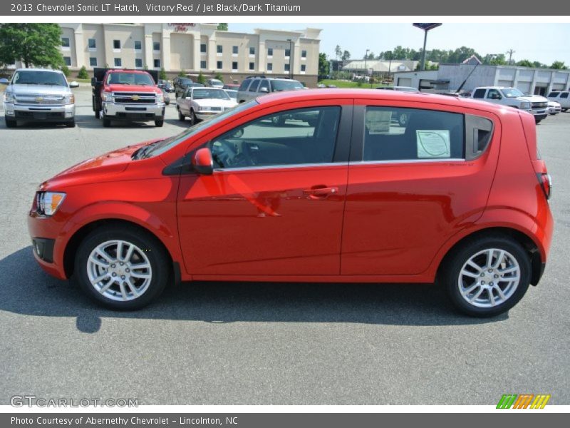 Victory Red / Jet Black/Dark Titanium 2013 Chevrolet Sonic LT Hatch
