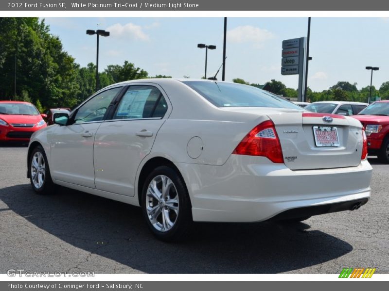 White Platinum Tri-Coat / Medium Light Stone 2012 Ford Fusion SE