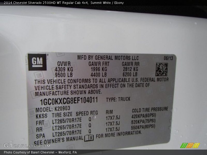 Summit White / Ebony 2014 Chevrolet Silverado 2500HD WT Regular Cab 4x4