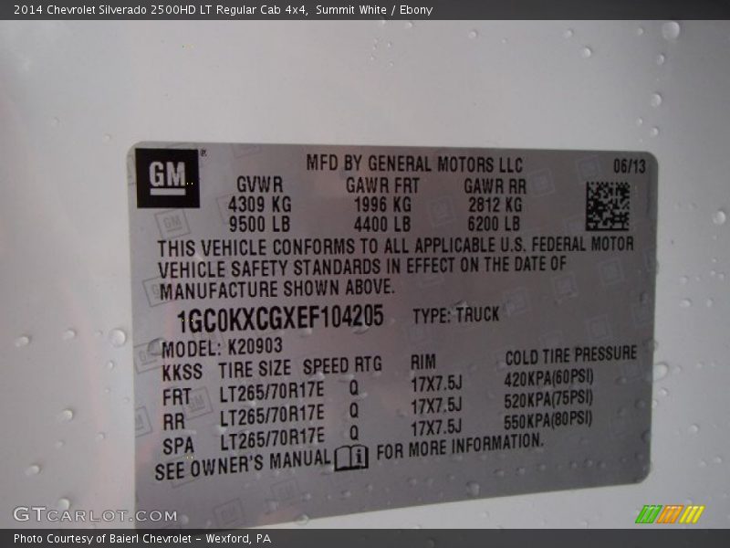 Summit White / Ebony 2014 Chevrolet Silverado 2500HD LT Regular Cab 4x4