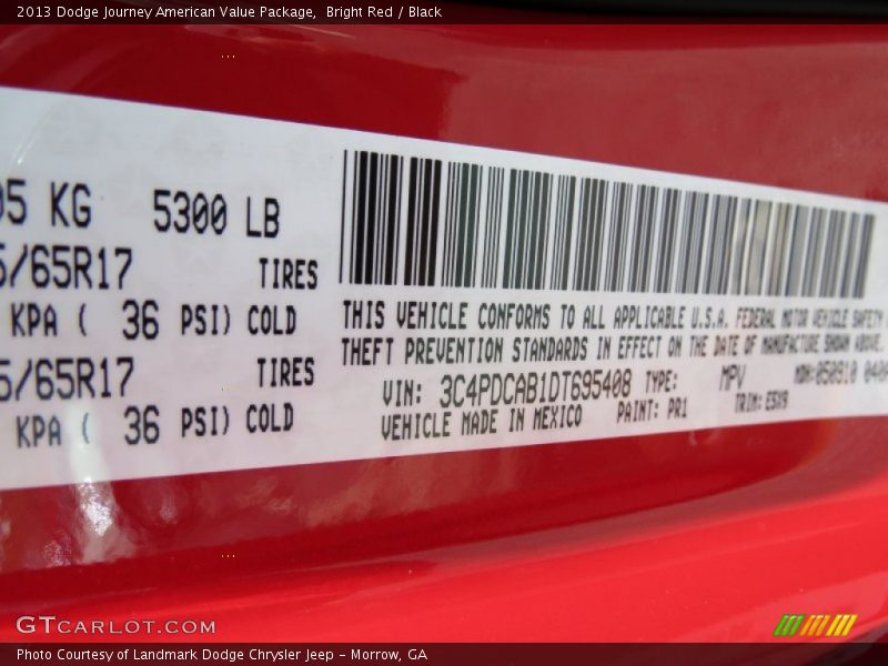 Bright Red / Black 2013 Dodge Journey American Value Package
