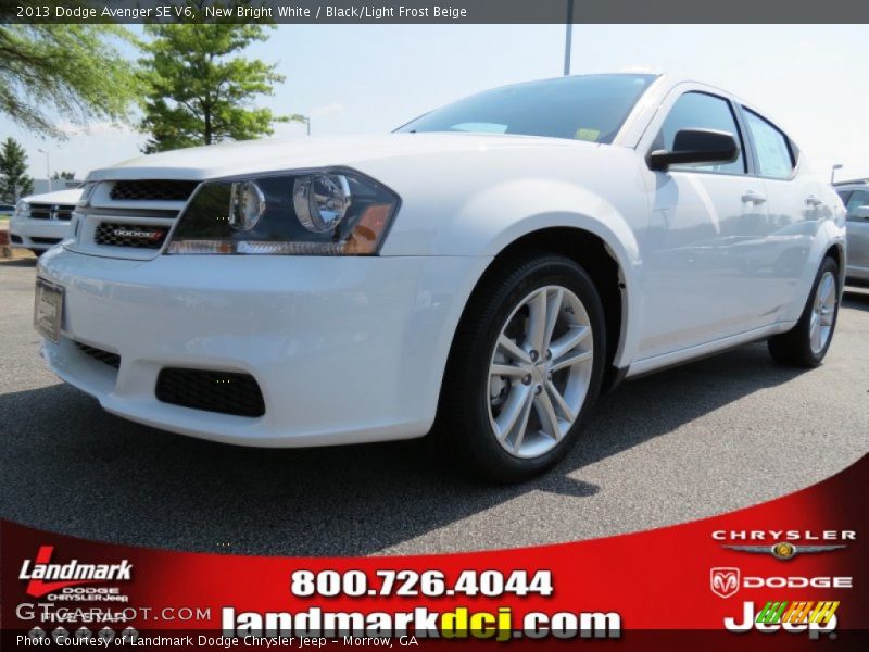 New Bright White / Black/Light Frost Beige 2013 Dodge Avenger SE V6