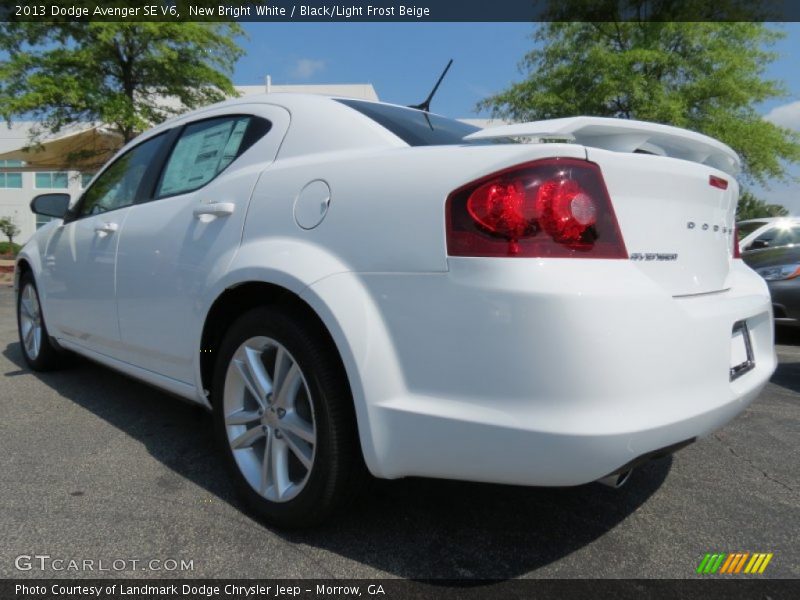 New Bright White / Black/Light Frost Beige 2013 Dodge Avenger SE V6
