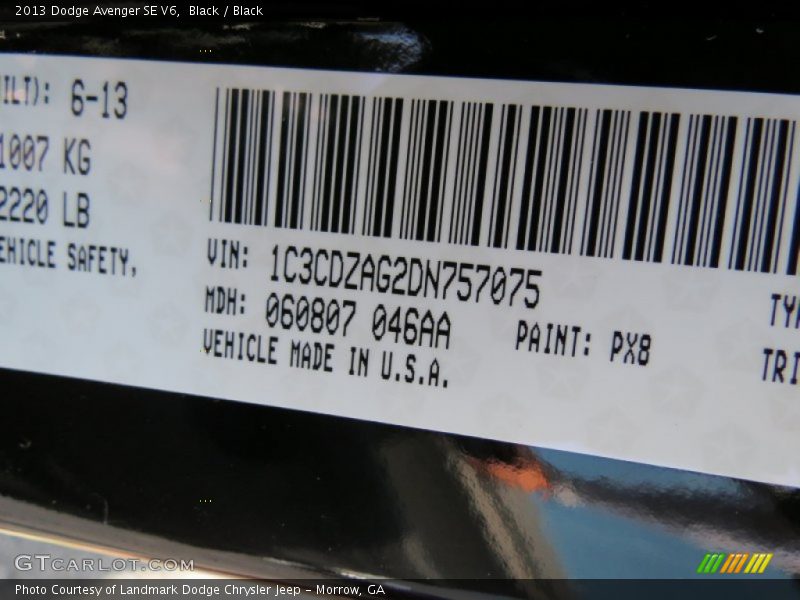 Black / Black 2013 Dodge Avenger SE V6