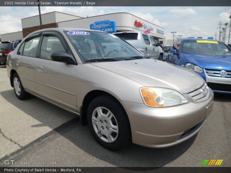 Titanium Metallic / Beige 2002 Honda Civic LX Sedan