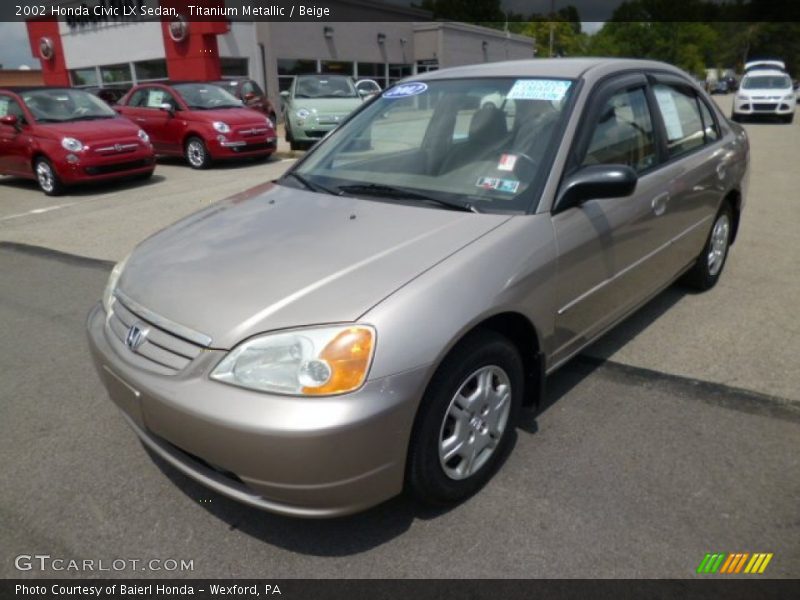 Titanium Metallic / Beige 2002 Honda Civic LX Sedan