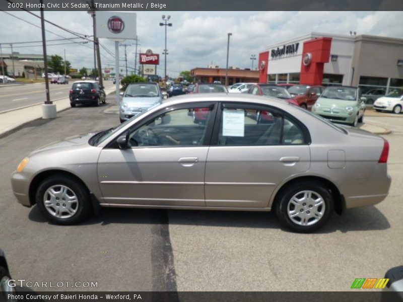 Titanium Metallic / Beige 2002 Honda Civic LX Sedan