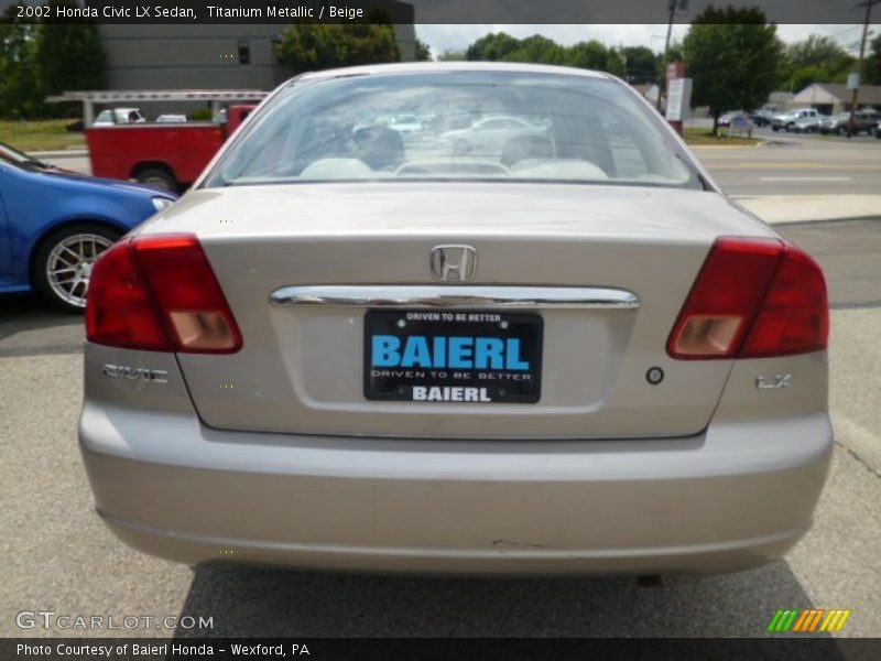 Titanium Metallic / Beige 2002 Honda Civic LX Sedan