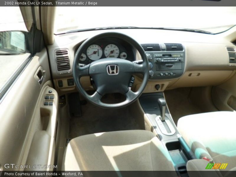 Titanium Metallic / Beige 2002 Honda Civic LX Sedan