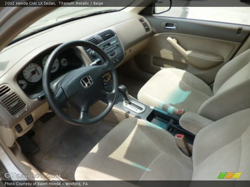 Titanium Metallic / Beige 2002 Honda Civic LX Sedan