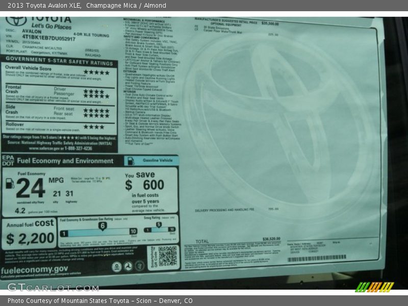 Champagne Mica / Almond 2013 Toyota Avalon XLE